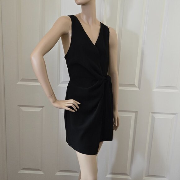 Zara Ring Back Wrap Mini Dress SZ M Black - Picture 6 of 11